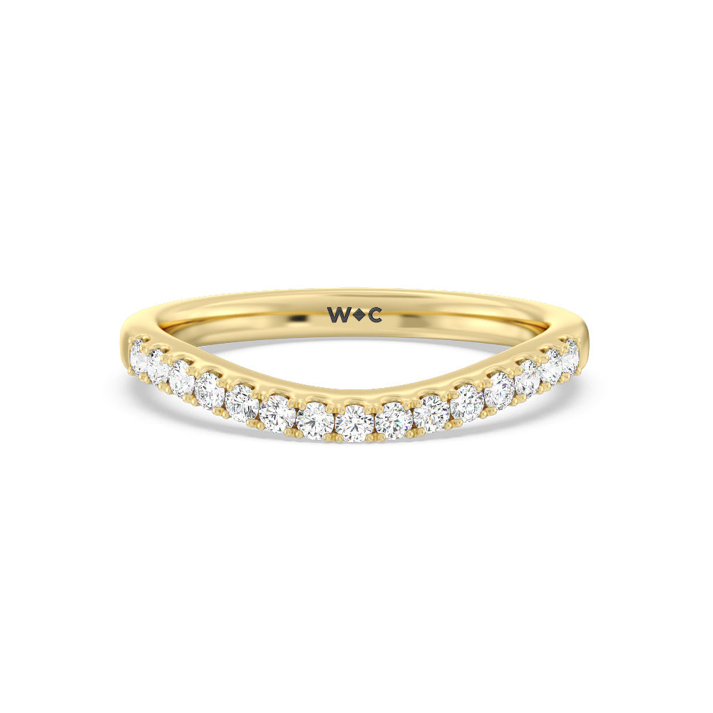 Elegance Split Shank Halo Diamond Wedding Band with 18KT Yellow Gold Cut Diamond in 14KT Yellow Gold view 1
