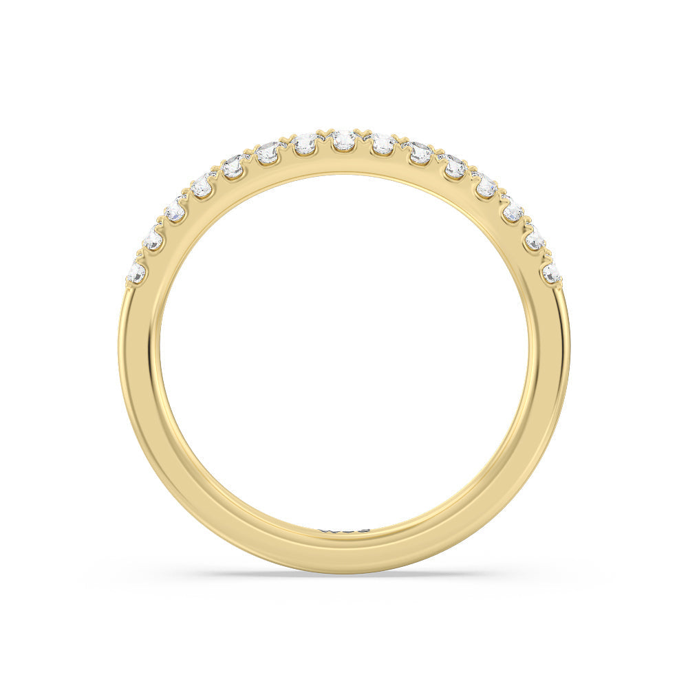 Elegance Split Shank Halo Diamond Wedding Band with 18KT Yellow Gold Cut Diamond in 14KT Yellow Gold view 2
