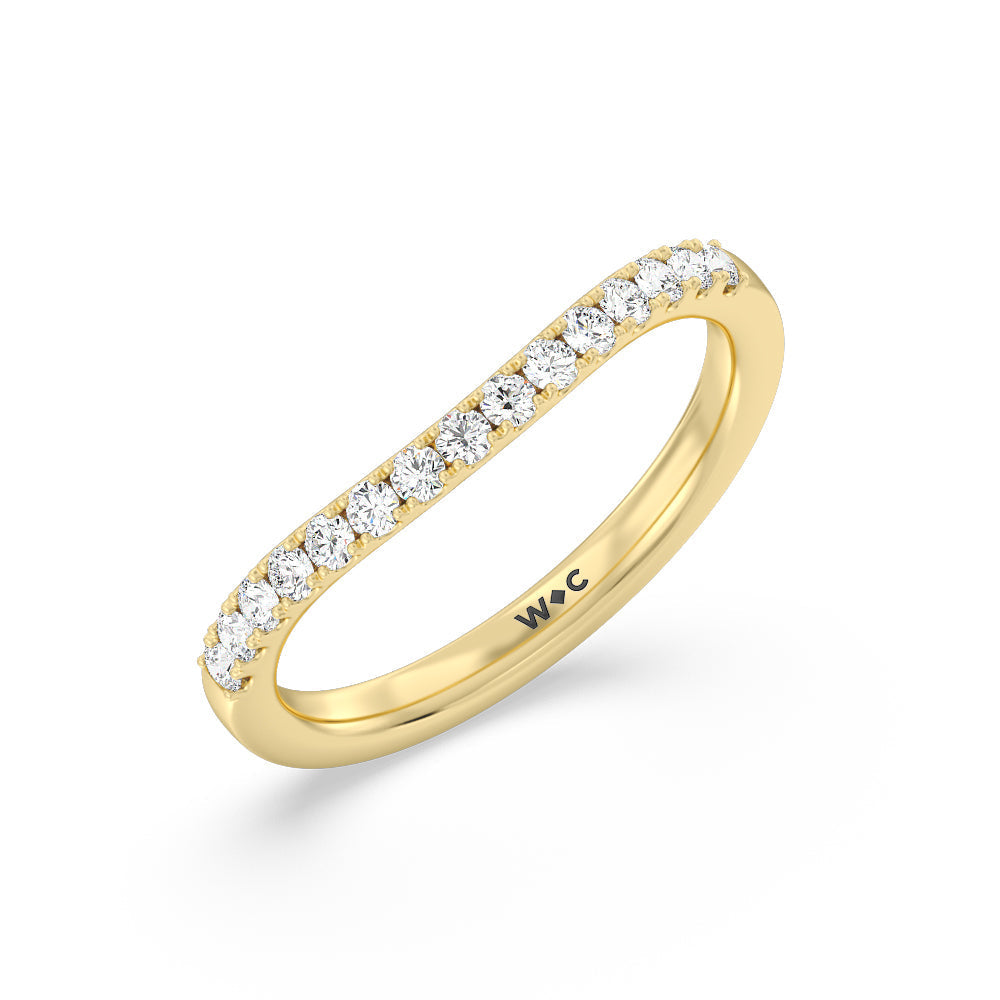Elegance Split Shank Halo Diamond Wedding Band with 18KT Yellow Gold Cut Diamond in 14KT Yellow Gold view 4

