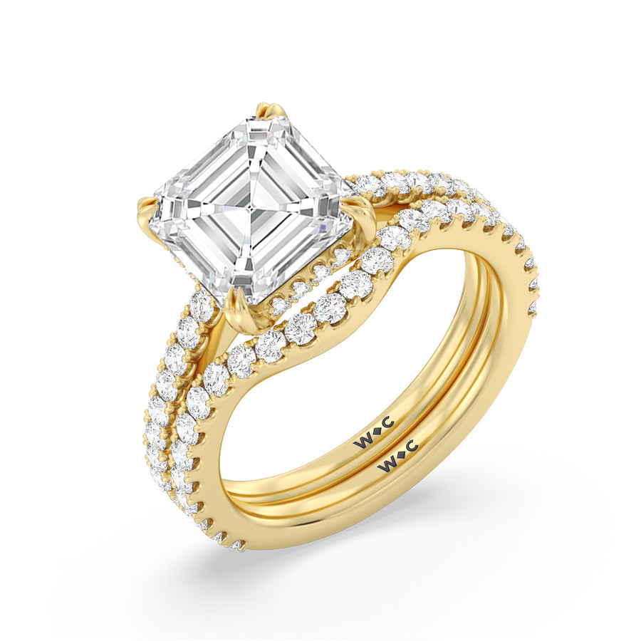 Asscher Cut Elegance Hidden Halo and Pave Diamond Engagement Ring with Lab Grown Diamond in 14KT Rose Gold view 5
