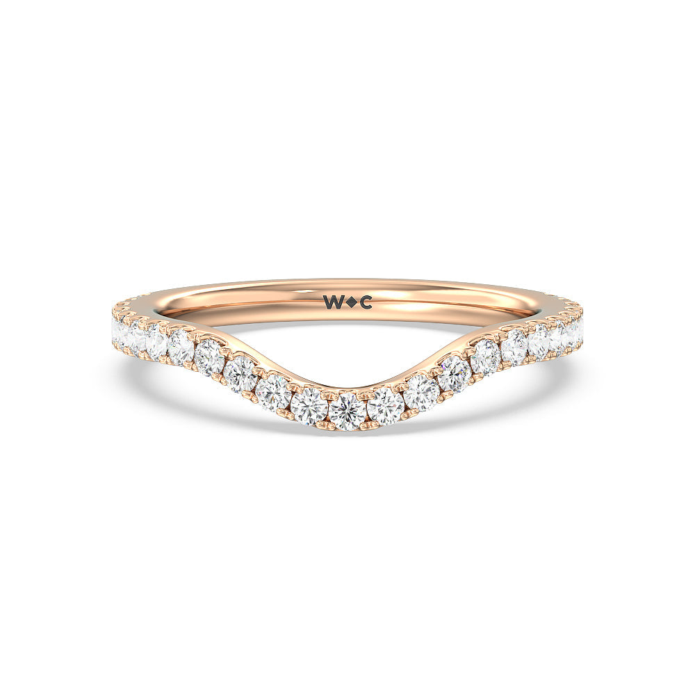 Elegance Hidden Halo and Pave Diamond Wedding Band with 18KT Rose Gold Cut Diamond in 14KT Rose Gold view 1
