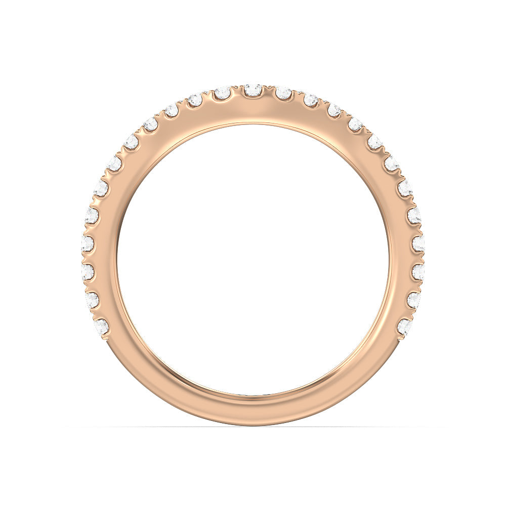 Elegance Hidden Halo and Pave Diamond Wedding Band with 18KT Rose Gold Cut Diamond in 14KT Rose Gold view 2
