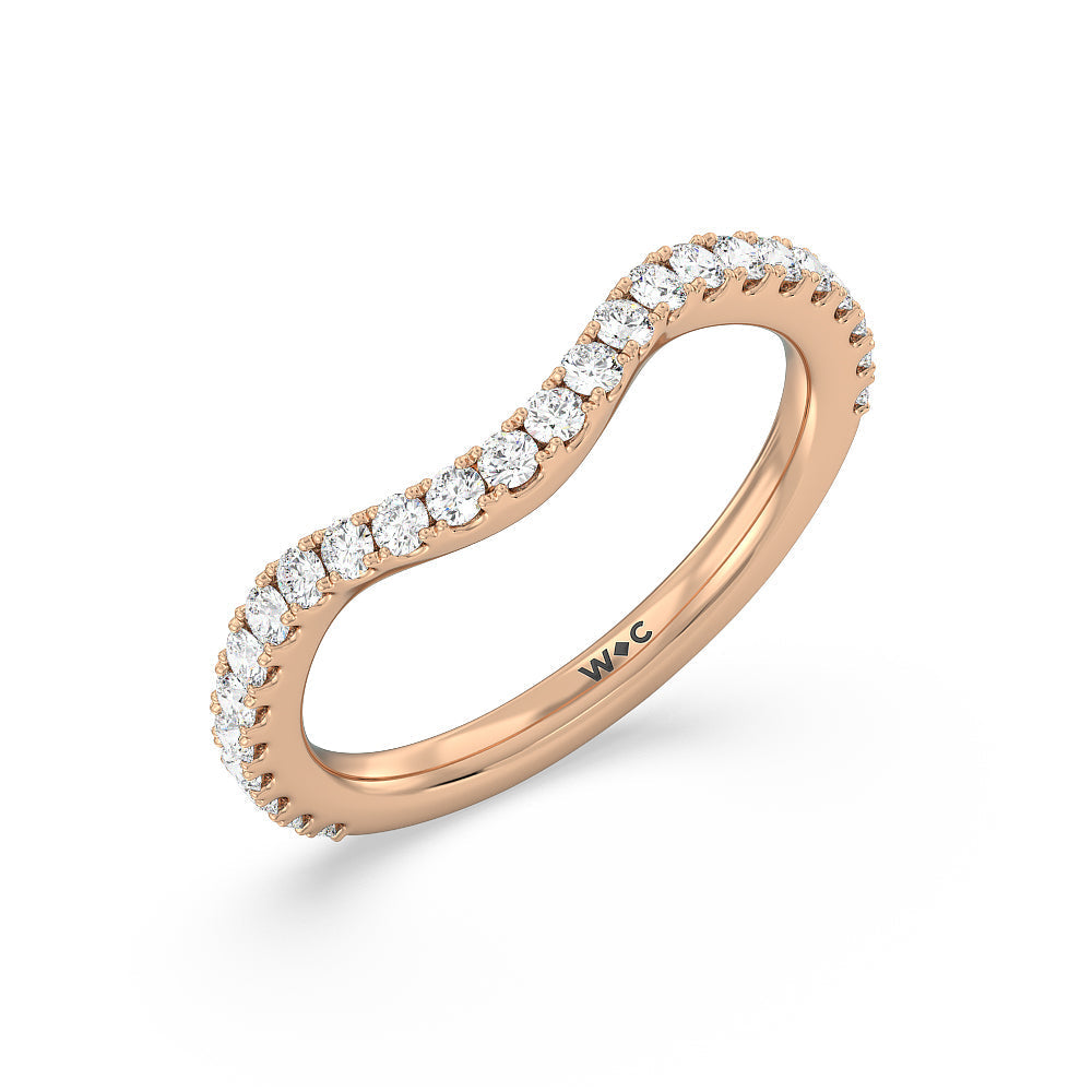 Elegance Hidden Halo and Pave Diamond Wedding Band with 18KT Rose Gold Cut Diamond in 14KT Rose Gold view 4
