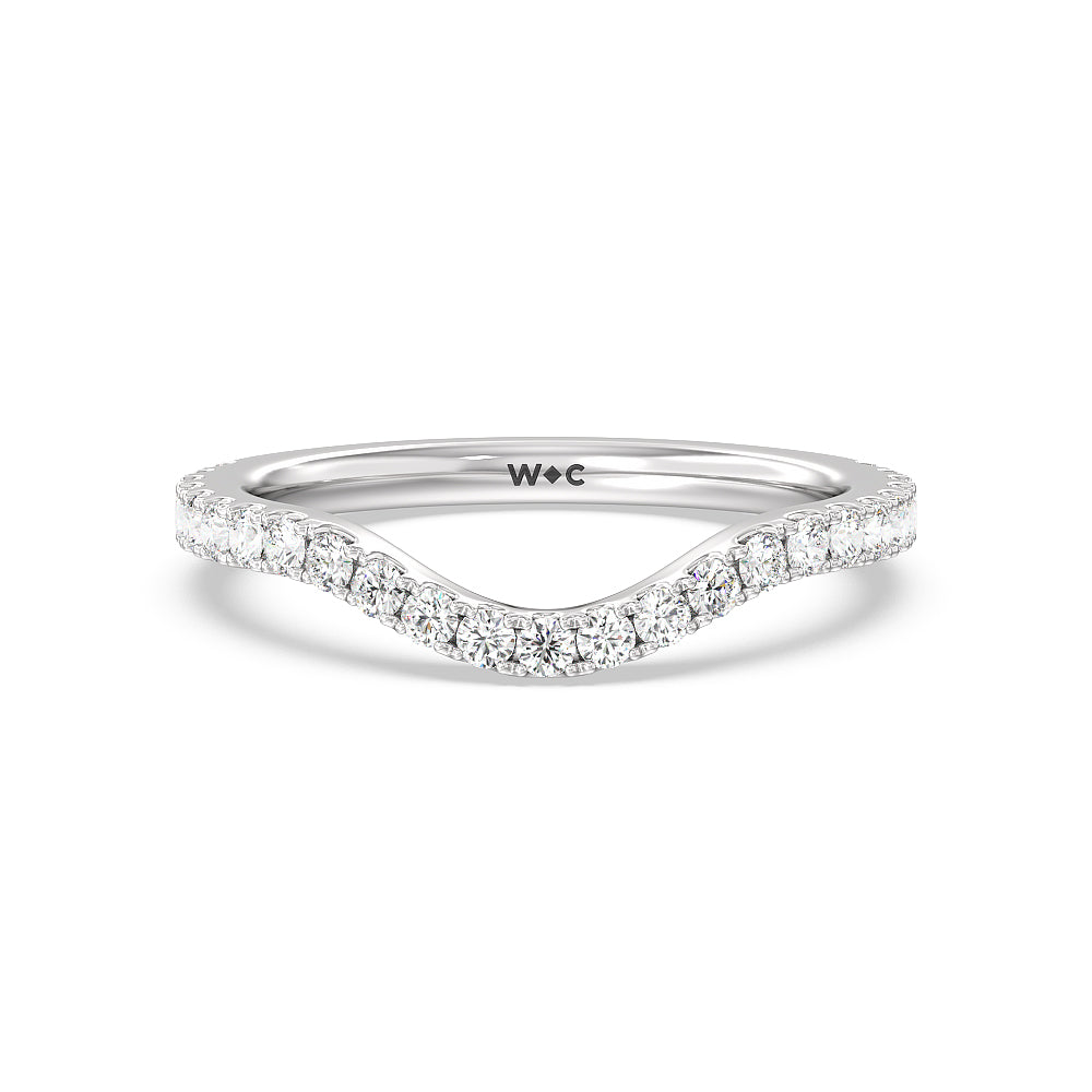 Elegance Hidden Halo and Pave Diamond Wedding Band with 18KT White Gold Cut Diamond in 14KT White Gold view 1
