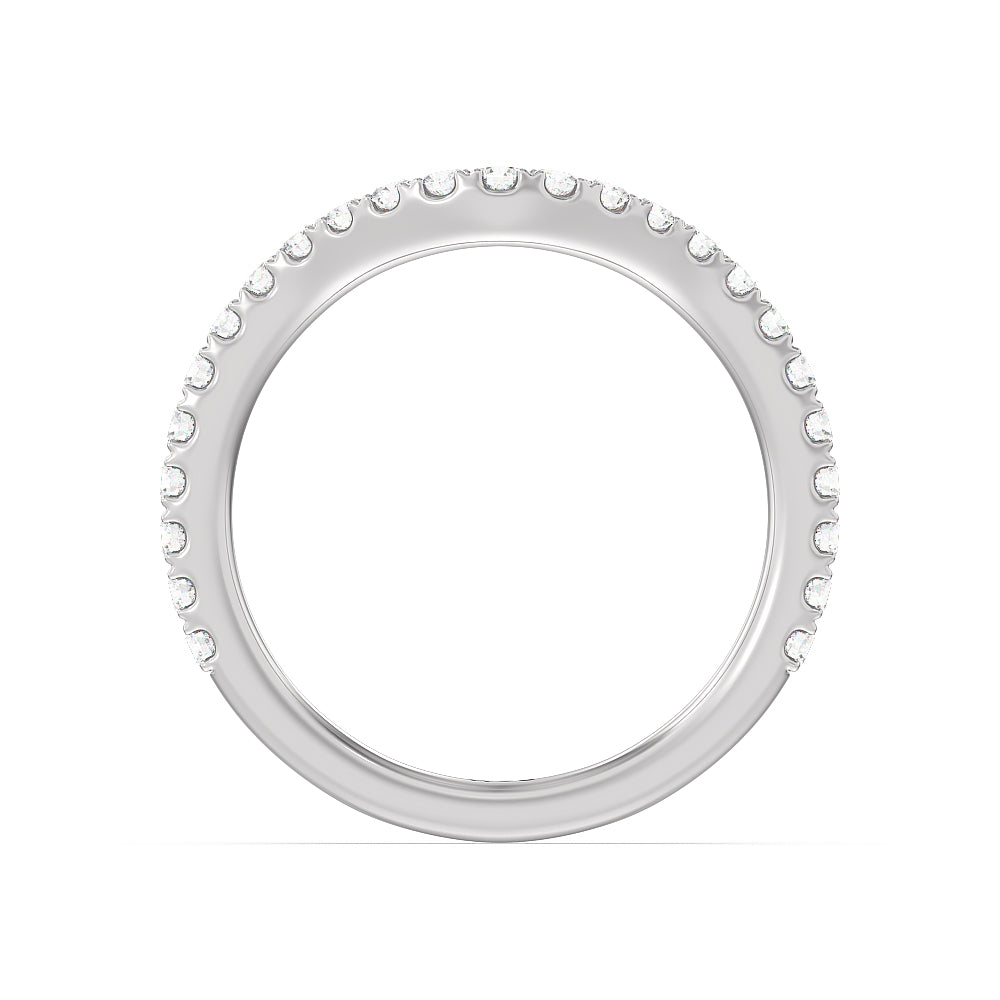 Elegance Hidden Halo and Pave Diamond Wedding Band with 18KT White Gold Cut Diamond in 14KT White Gold view 2
