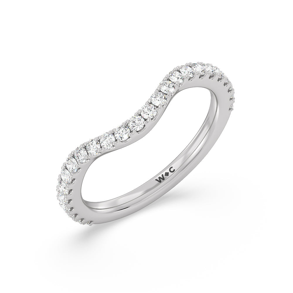 Elegance Hidden Halo and Pave Diamond Wedding Band with 18KT White Gold Cut Diamond in 14KT White Gold view 4
