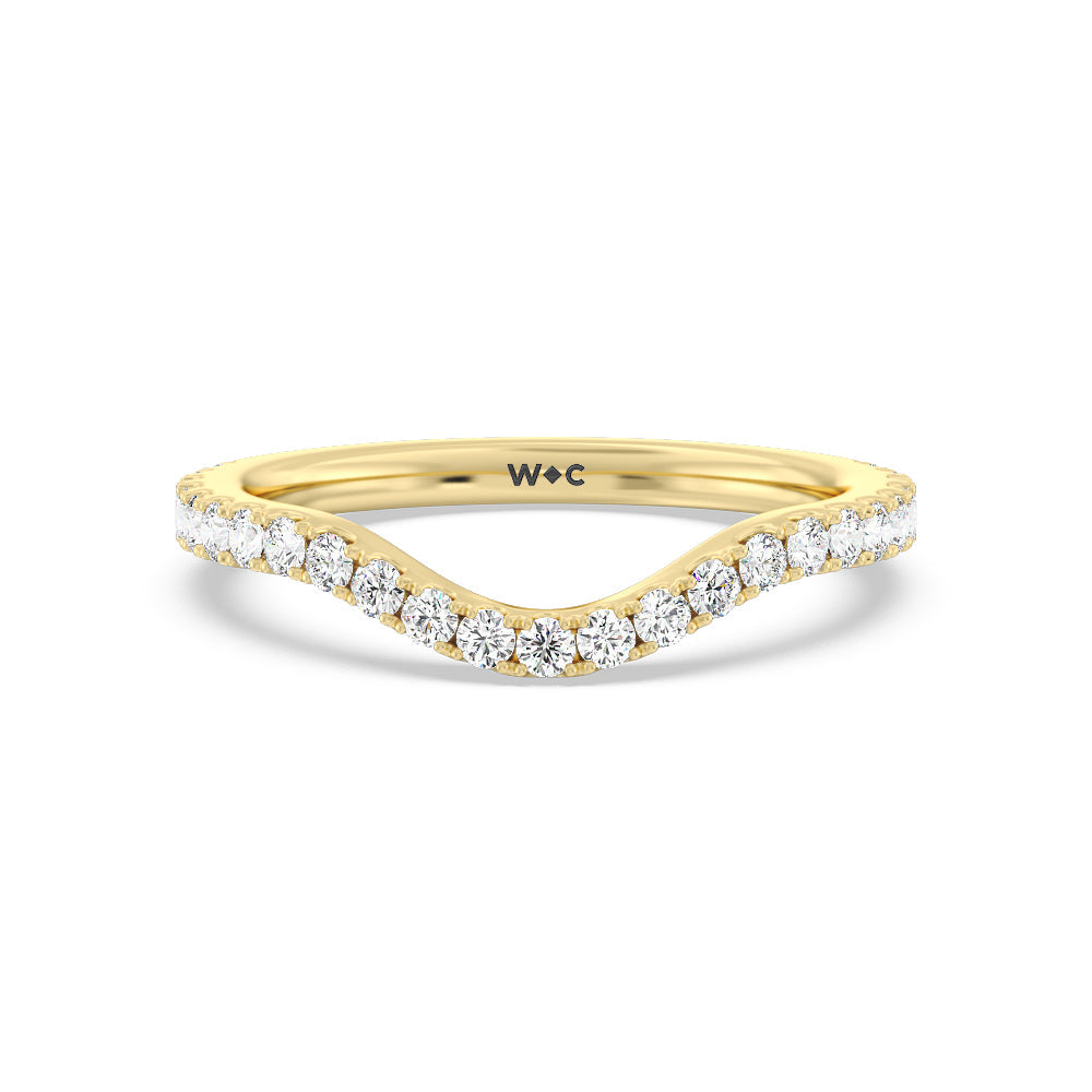 Elegance Hidden Halo and Pave Diamond Wedding Band with 18KT Yellow Gold Cut Diamond in 14KT Yellow Gold view 1
