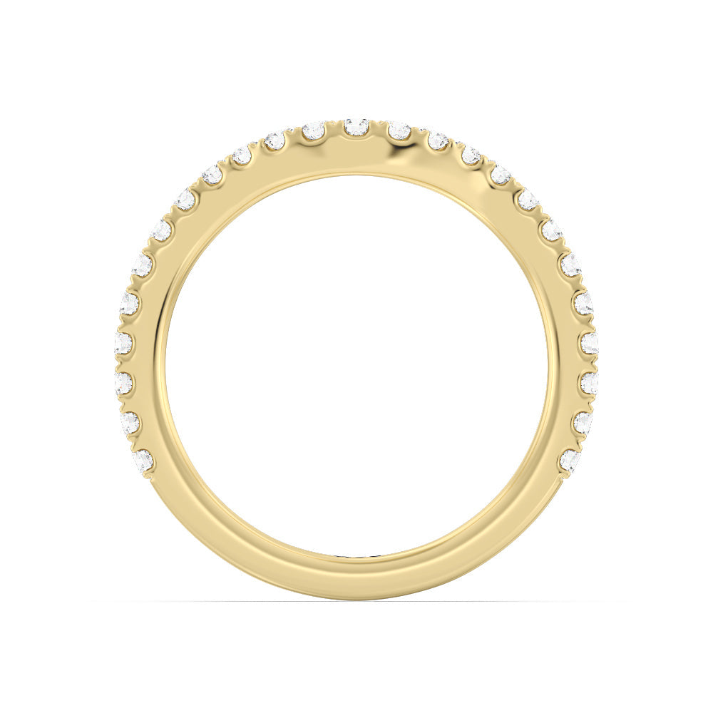 Elegance Hidden Halo and Pave Diamond Wedding Band with 18KT Yellow Gold Cut Diamond in 14KT Yellow Gold view 2
