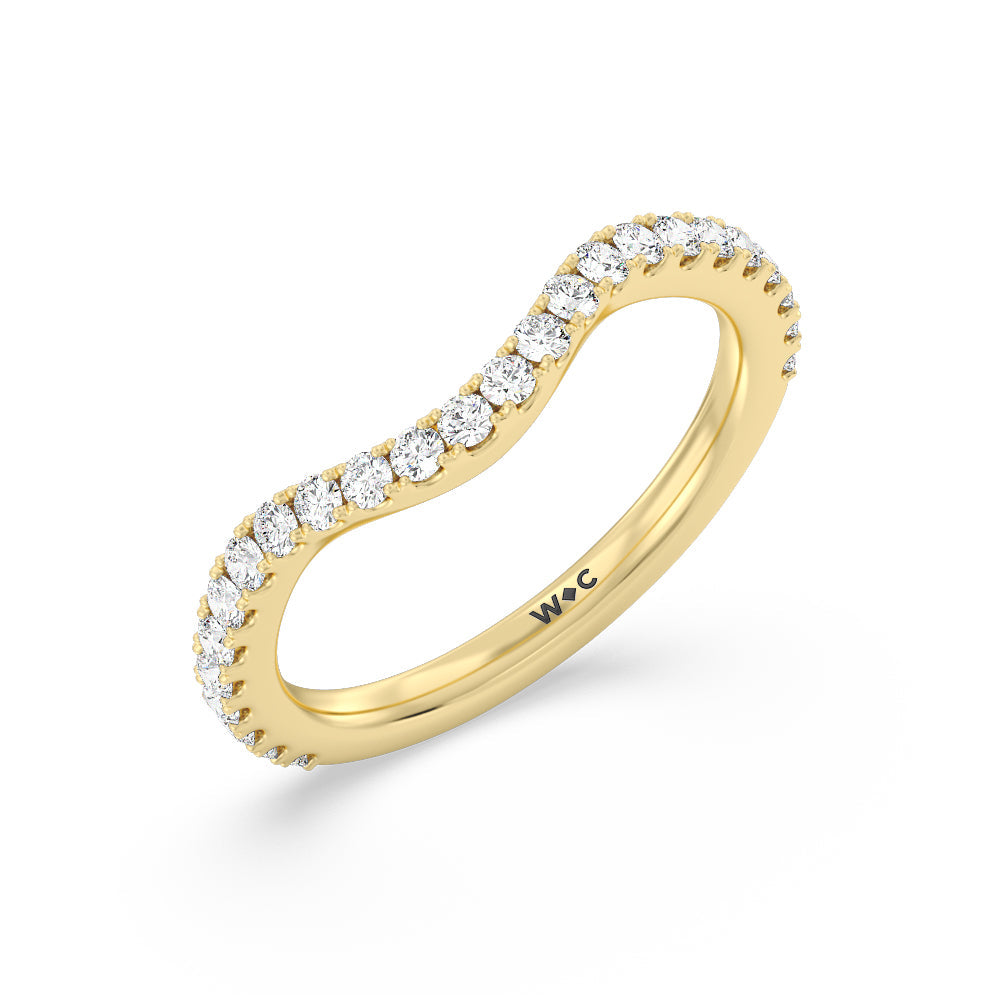 Elegance Hidden Halo and Pave Diamond Wedding Band with 18KT Yellow Gold Cut Diamond in 14KT Yellow Gold view 4
