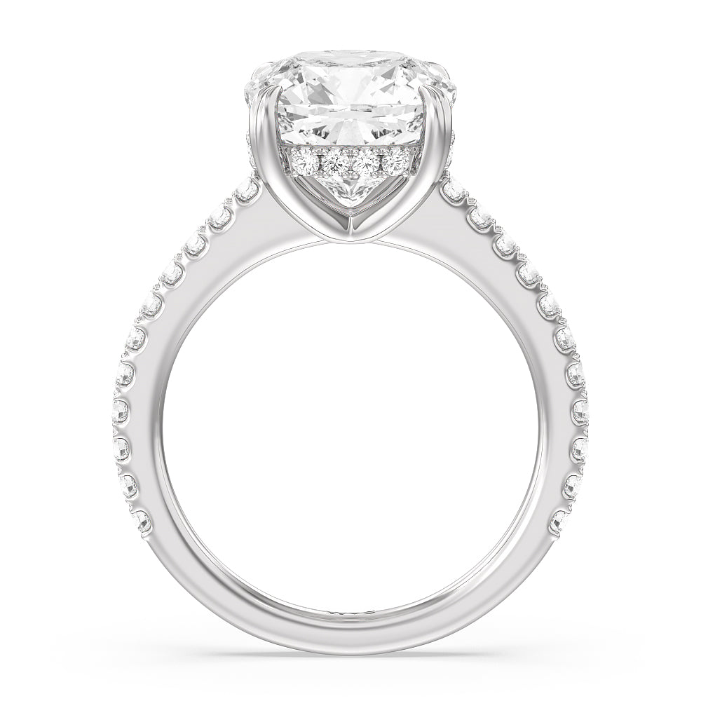 Cushion Cut Elegance Hidden Halo and Pave Diamond Engagement Ring with Lab Grown Diamond in 14KT Platinum view 2
