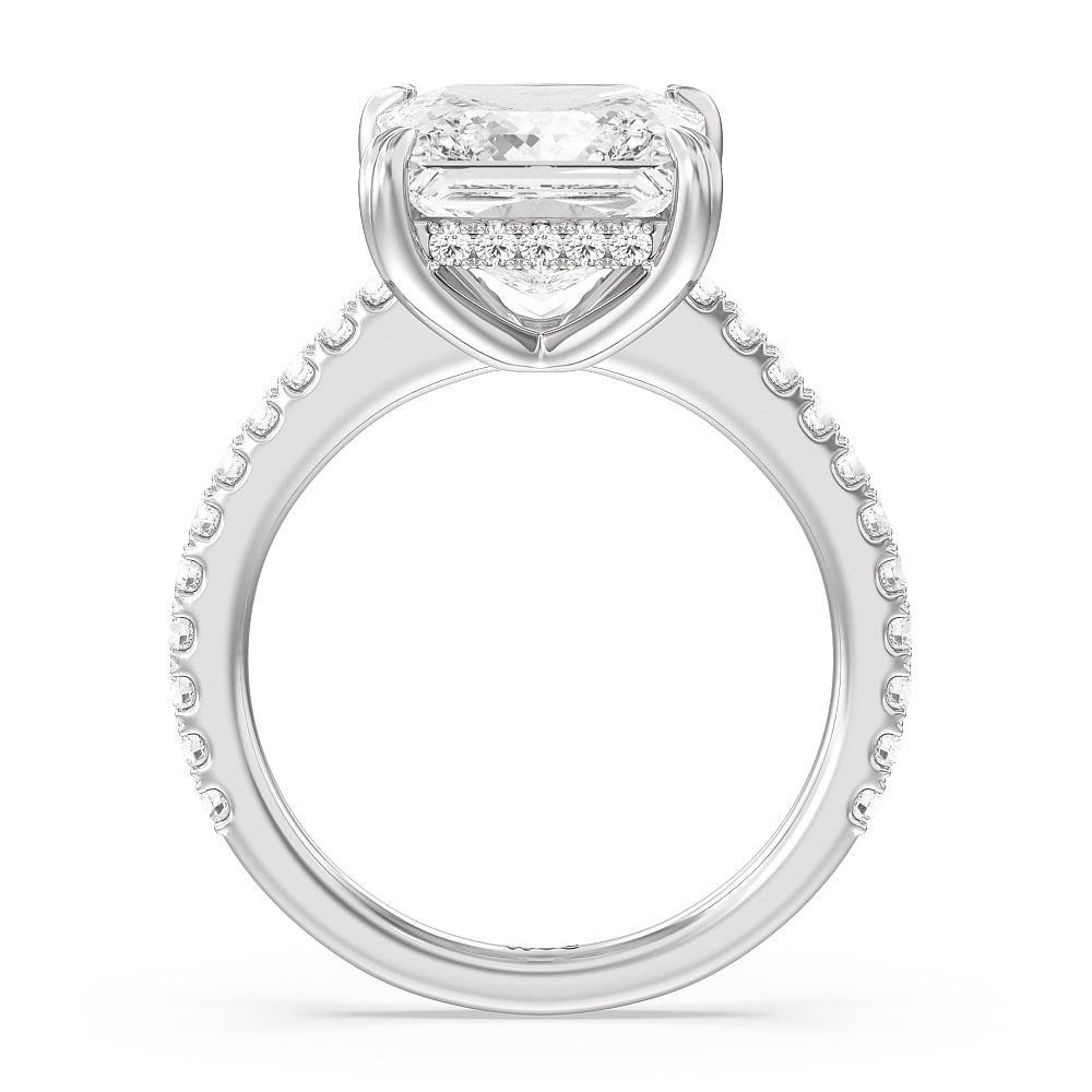 Princess Cut Elegance Hidden Halo and Pave Diamond Engagement Ring with Lab Grown Diamond in 14KT Platinum view 2
