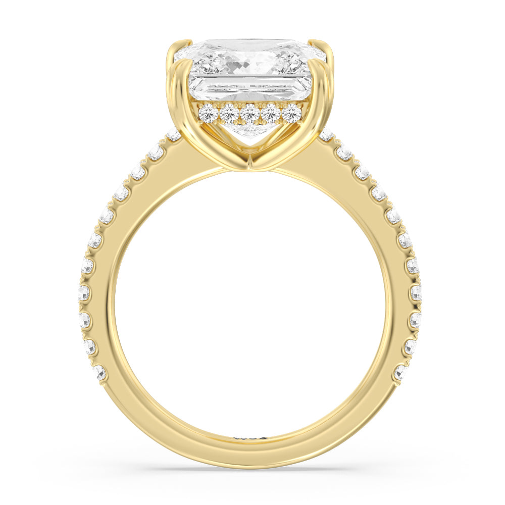 Princess Cut Elegance Hidden Halo and Pave Diamond Engagement Ring with Lab Grown Diamond in 14KT Yellow Gold view 2
