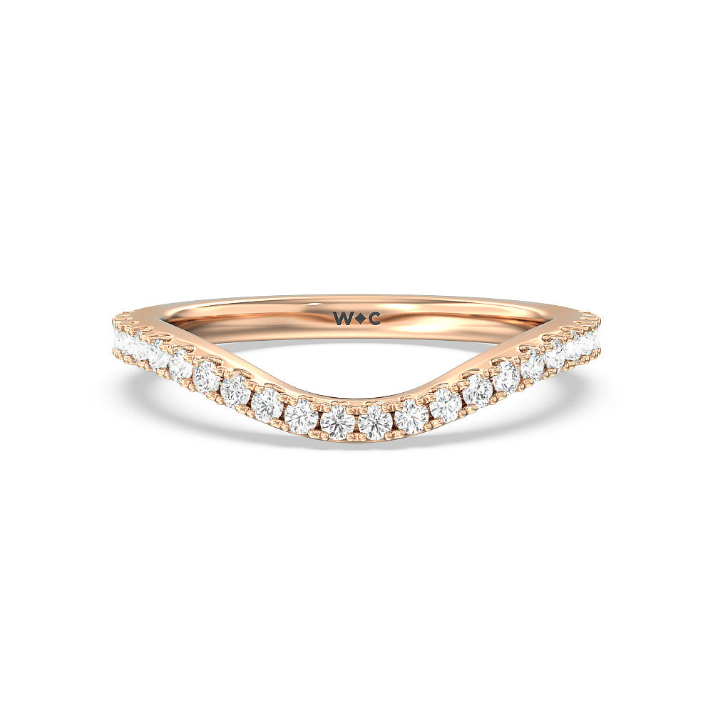 Elegance Side-Stone with Hidden Halo Diamond Wedding Band with 18KT Rose Gold Cut Diamond in 14KT Rose Gold view 1
