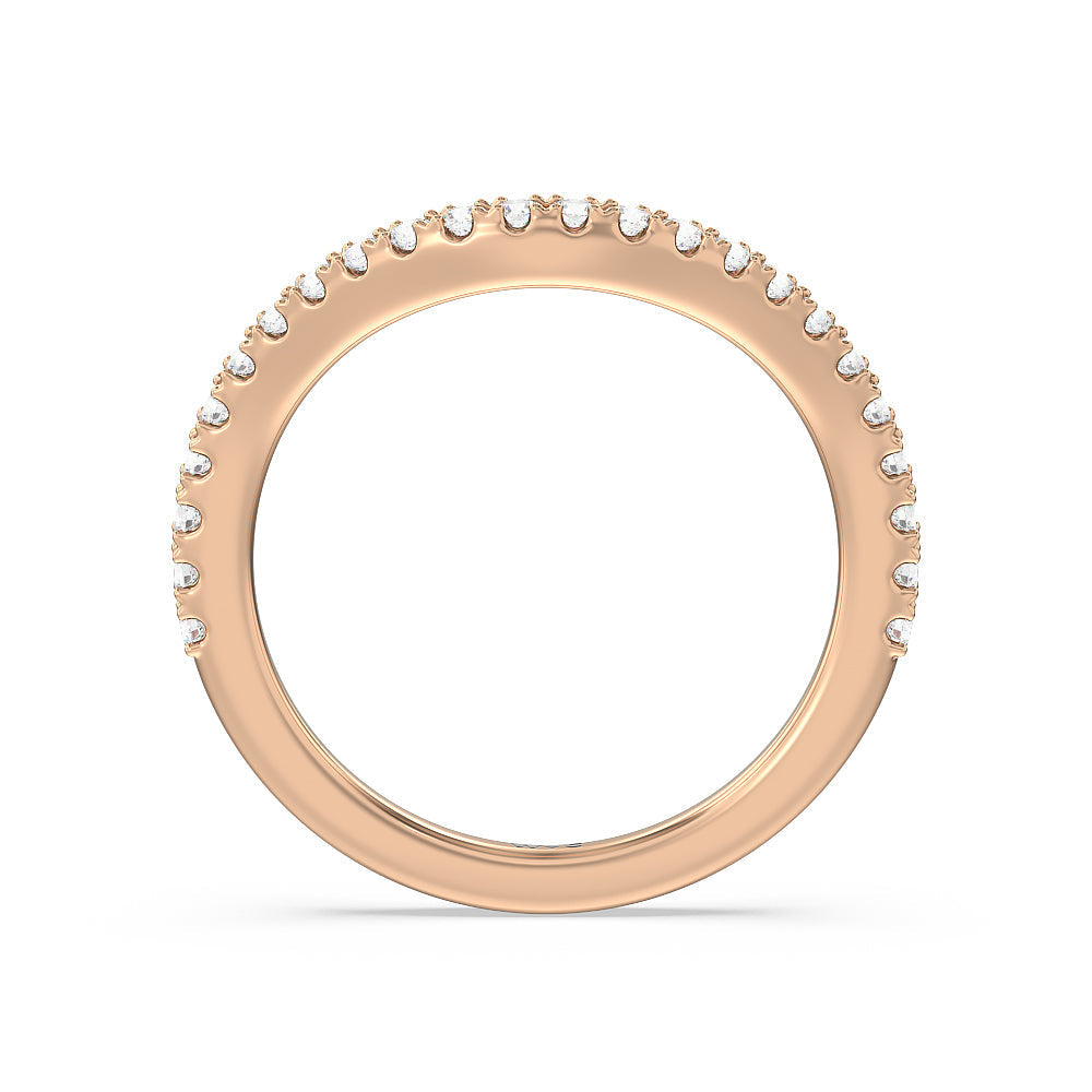 Elegance Side-Stone with Hidden Halo Diamond Wedding Band with 18KT Rose Gold Cut Diamond in 14KT Rose Gold view 2
