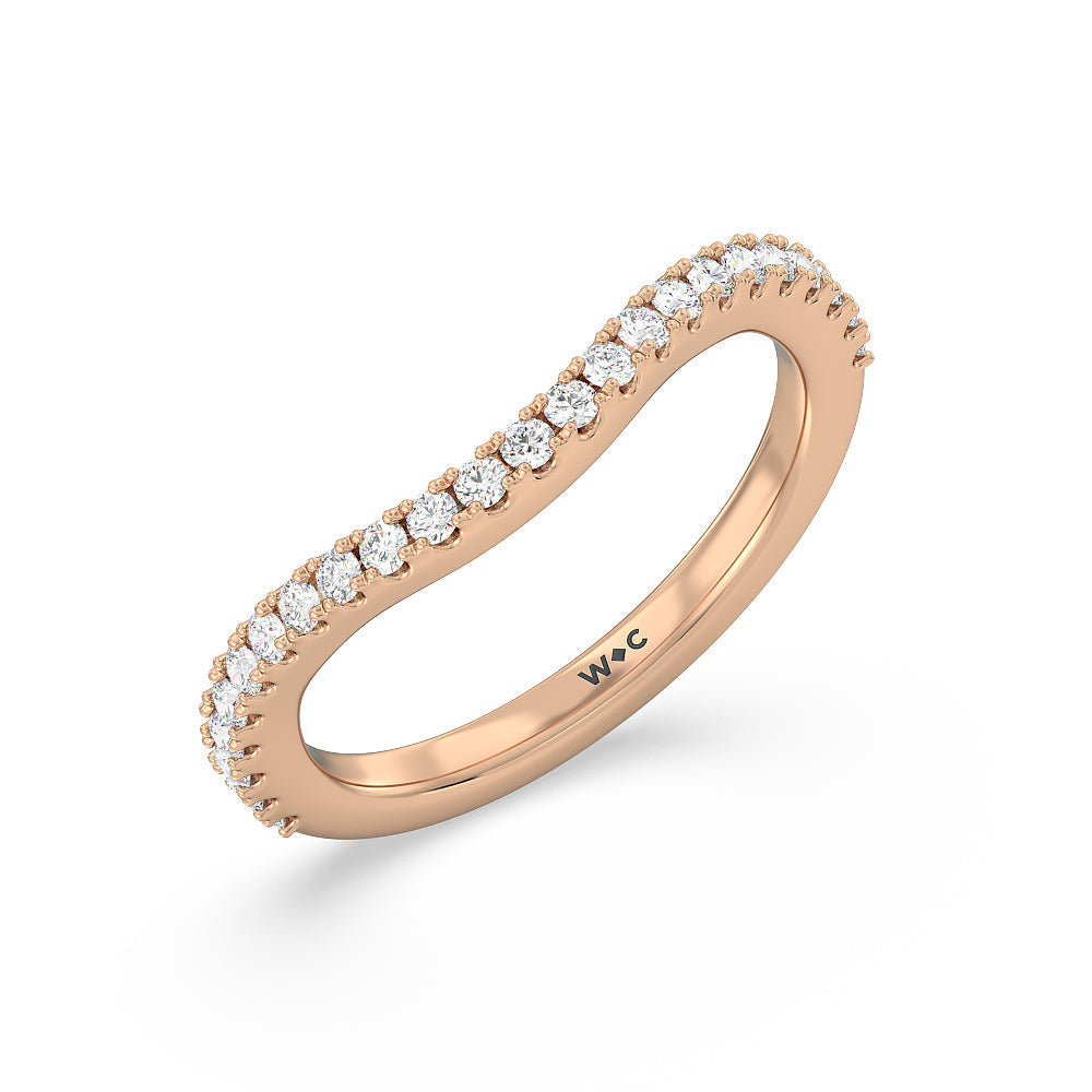 Elegance Side-Stone with Hidden Halo Diamond Wedding Band with 18KT Rose Gold Cut Diamond in 14KT Rose Gold view 4
