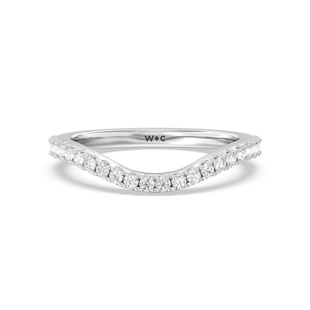 Elegance Side-Stone with Hidden Halo Diamond Wedding Band with 18KT White Gold Cut Diamond in 14KT White Gold view 1
