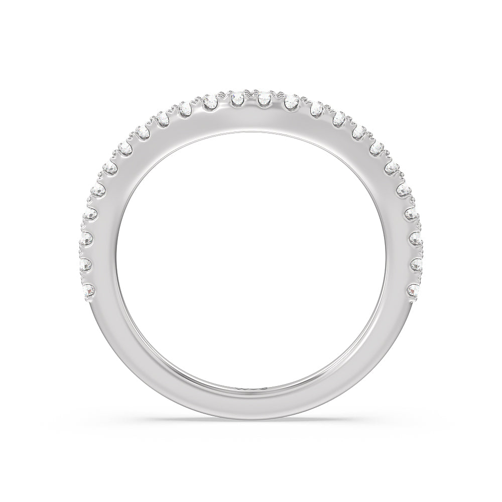 Elegance Side-Stone with Hidden Halo Diamond Wedding Band with 18KT White Gold Cut Diamond in 14KT White Gold view 2
