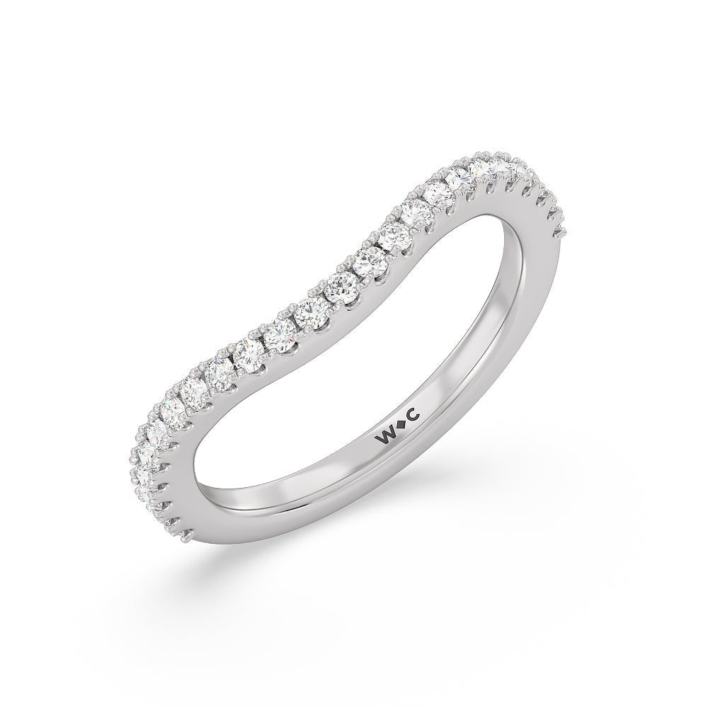 Elegance Side-Stone with Hidden Halo Diamond Wedding Band with 18KT White Gold Cut Diamond in 14KT White Gold view 4
