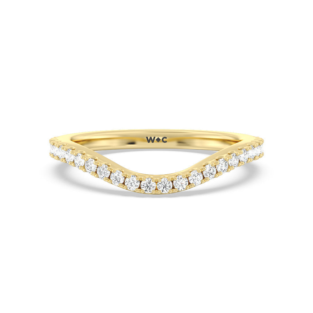Elegance Side-Stone with Hidden Halo Diamond Wedding Band with 18KT Yellow Gold Cut Diamond in 14KT Yellow Gold view 1
