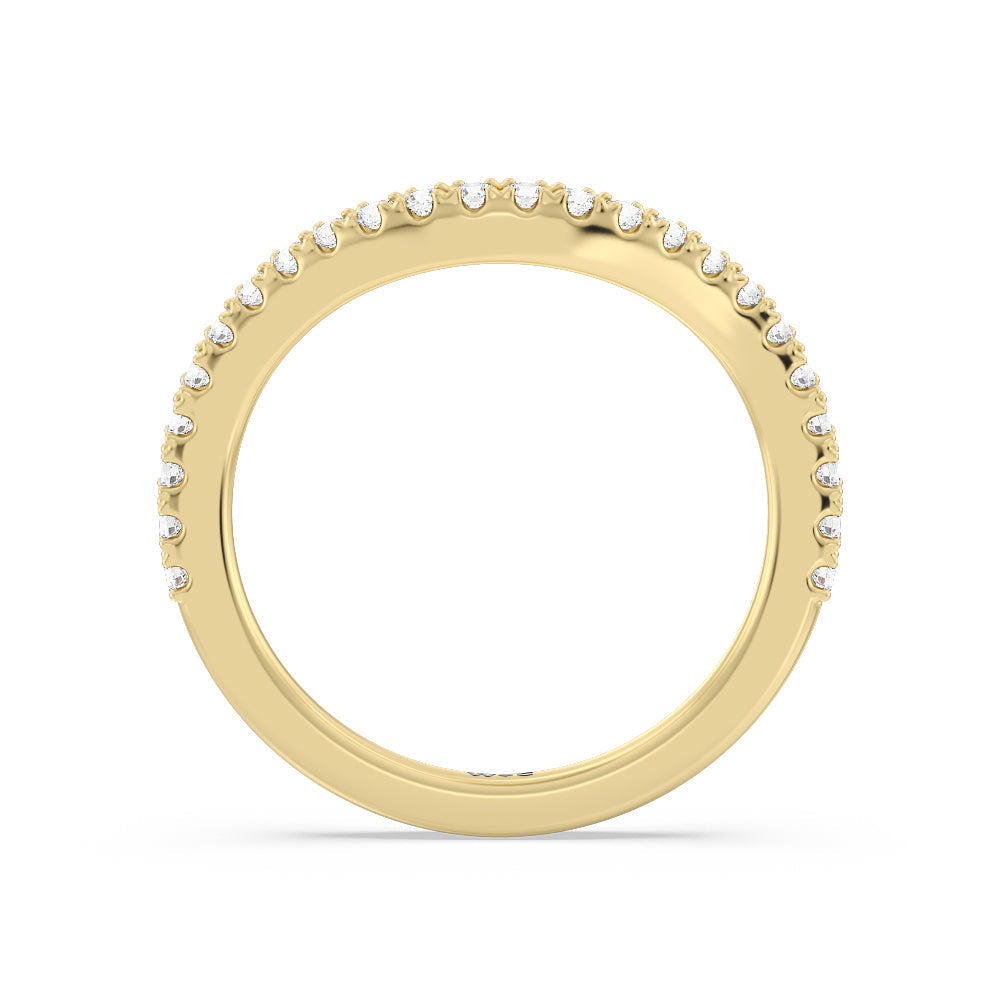 Elegance Side-Stone with Hidden Halo Diamond Wedding Band with 18KT Yellow Gold Cut Diamond in 14KT Yellow Gold view 2
