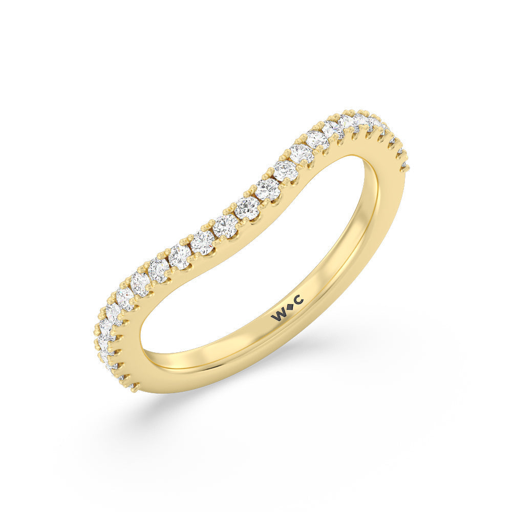 Elegance Side-Stone with Hidden Halo Diamond Wedding Band with 18KT Yellow Gold Cut Diamond in 14KT Yellow Gold view 4
