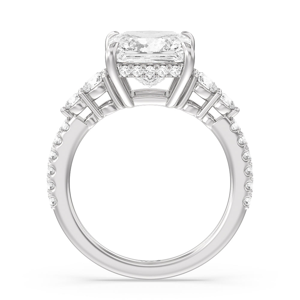 Princess Cut Elegance Side-Stone with Hidden Halo Engagement Ring with Lab Grown Diamond in 14KT Platinum view 2
