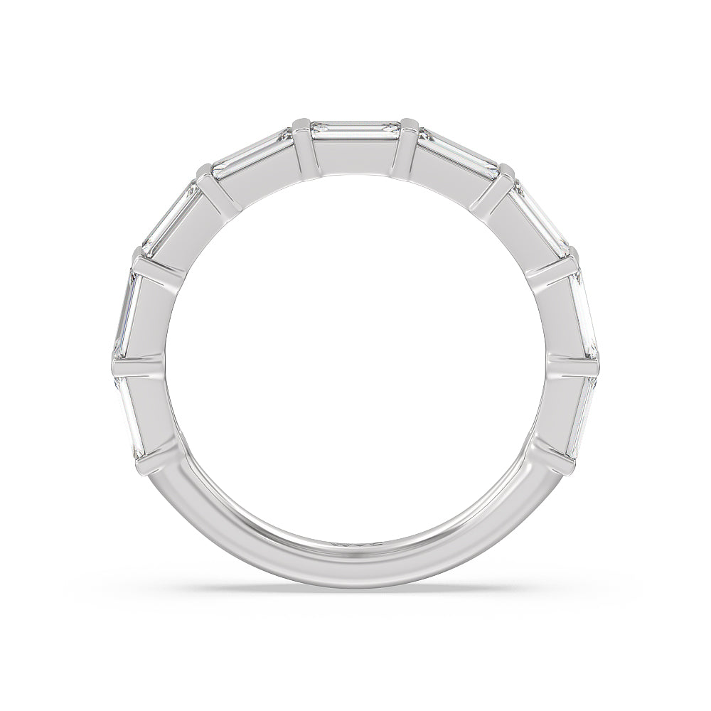 Elegance Baguette Side Stone Diamond Wedding Band with 18KT White Gold Cut Diamond in 14KT White Gold view 2

