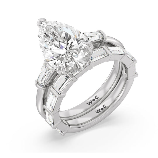 Oval Cut Elegance Baguette Side Stone Engagement Ring with Lab Grown Diamond in 14KT Rose Gold view 4
