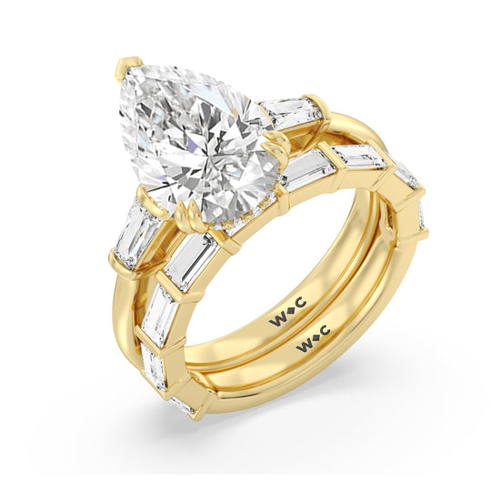 Oval Cut Elegance Baguette Side Stone Engagement Ring with Lab Grown Diamond in 14KT Rose Gold view 5
