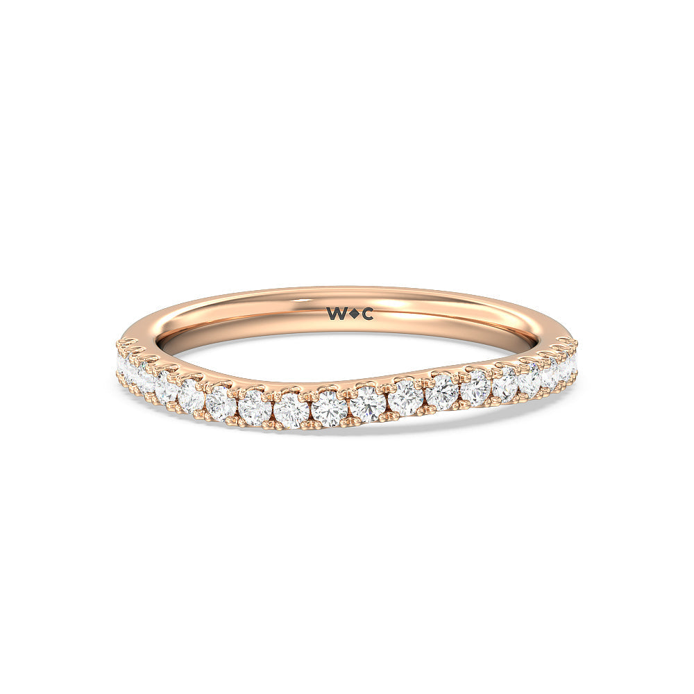 Elegance Bypass Hidden Halo Diamond Wedding Band with 18KT Rose Gold Cut Diamond in 14KT Rose Gold view 1
