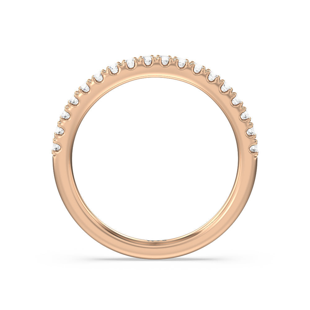 Elegance Bypass Hidden Halo Diamond Wedding Band with 18KT Rose Gold Cut Diamond in 14KT Rose Gold view 2
