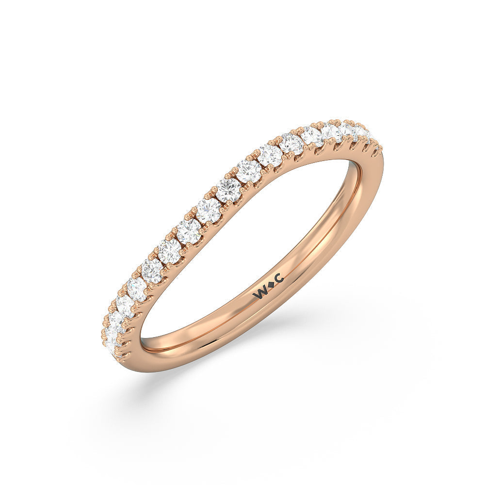 Elegance Bypass Hidden Halo Diamond Wedding Band with 18KT Rose Gold Cut Diamond in 14KT Rose Gold view 4
