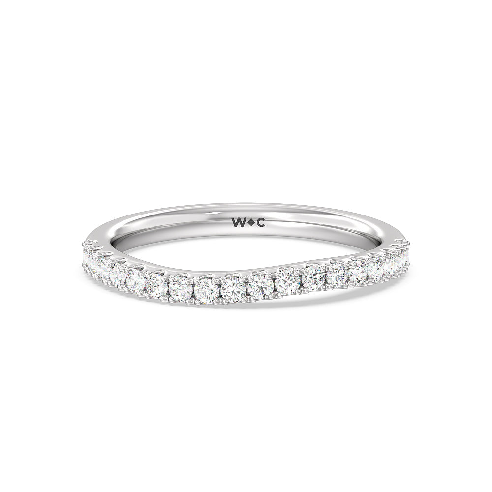 Elegance Bypass Hidden Halo Diamond Wedding Band with 18KT White Gold Cut Diamond in 14KT White Gold view 1
