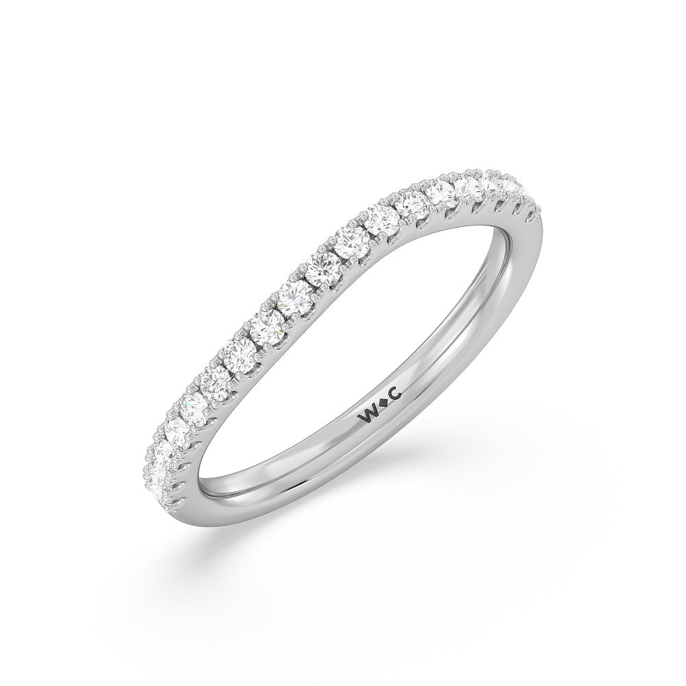 Elegance Bypass Hidden Halo Diamond Wedding Band with 18KT White Gold Cut Diamond in 14KT White Gold view 4
