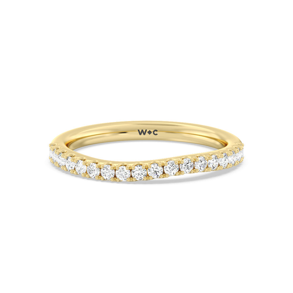 Elegance Bypass Hidden Halo Diamond Wedding Band with 18KT Yellow Gold Cut Diamond in 14KT Yellow Gold view 1
