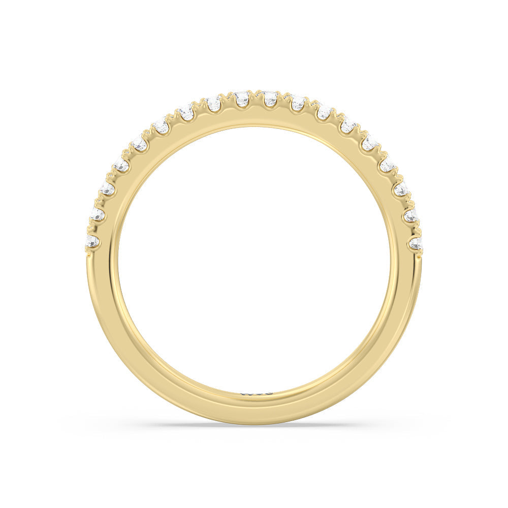 Elegance Bypass Hidden Halo Diamond Wedding Band with 18KT Yellow Gold Cut Diamond in 14KT Yellow Gold view 2
