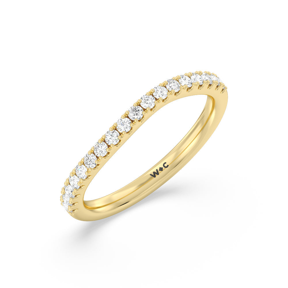 Elegance Bypass Hidden Halo Diamond Wedding Band with 18KT Yellow Gold Cut Diamond in 14KT Yellow Gold view 4
