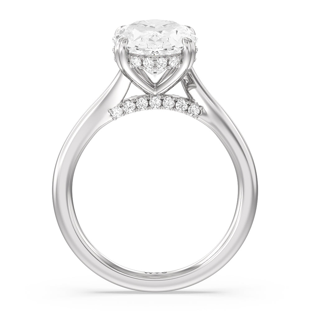 Oval Cut Elegance Bypass Hidden Halo Engagement Ring with Lab Grown Diamond in 14KT Platinum view 2
