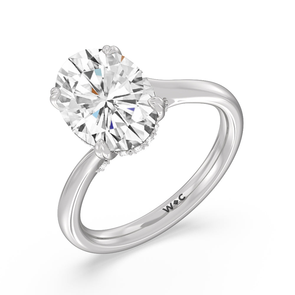 Oval Cut Elegance Bypass Hidden Halo Engagement Ring with Lab Grown Diamond in 14KT Platinum view 3
