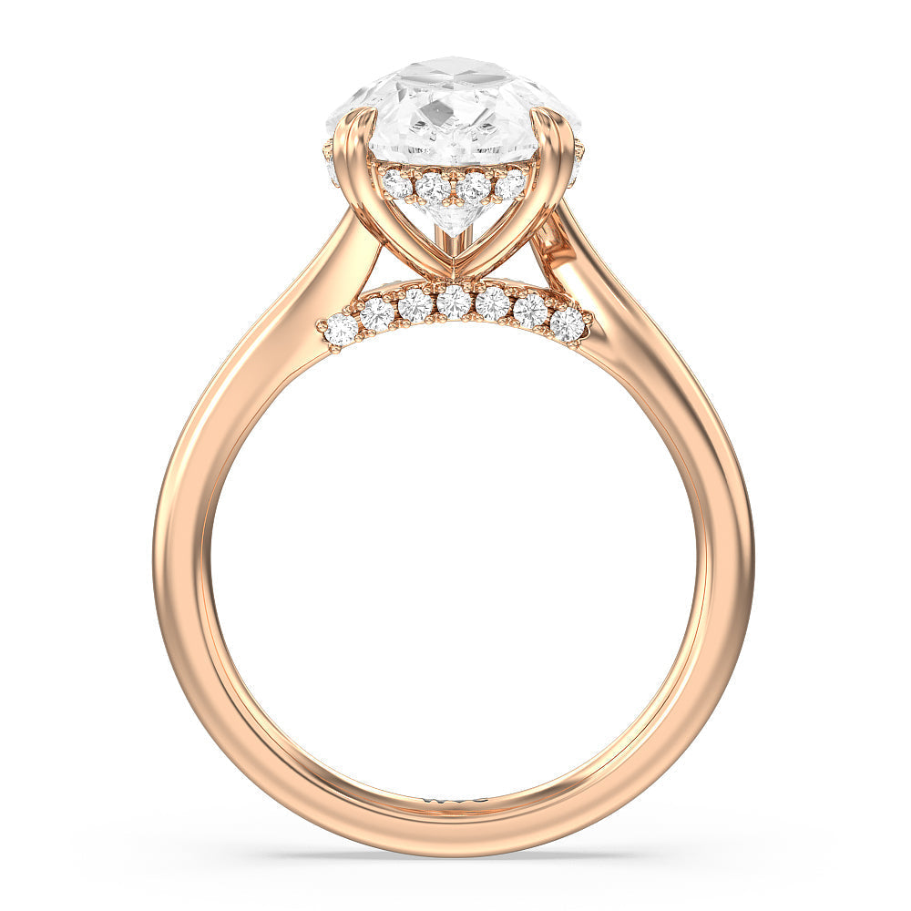 Pear Cut Elegance Bypass Hidden Halo Engagement Ring with Lab Grown Diamond in 14KT Rose Gold view 2
