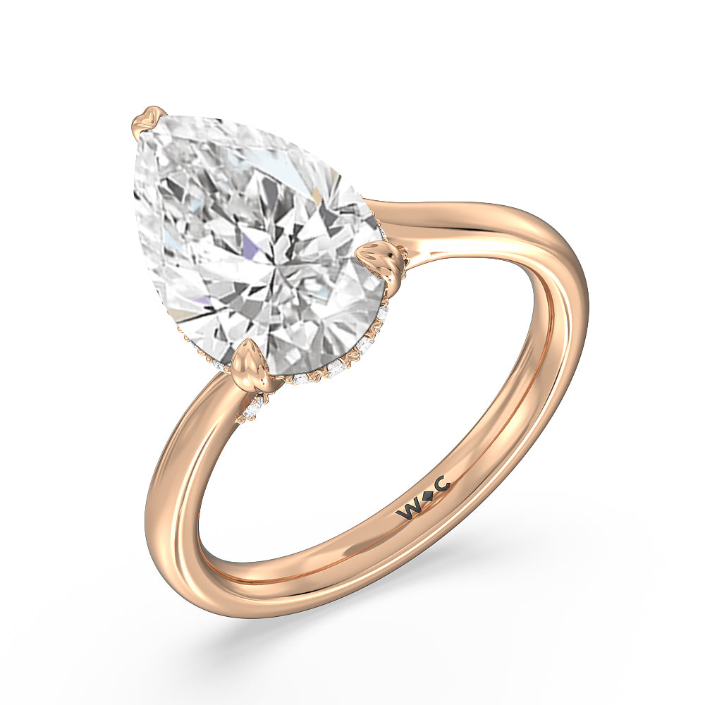 Pear Cut Elegance Bypass Hidden Halo Engagement Ring with Lab Grown Diamond in 14KT Rose Gold view 3
