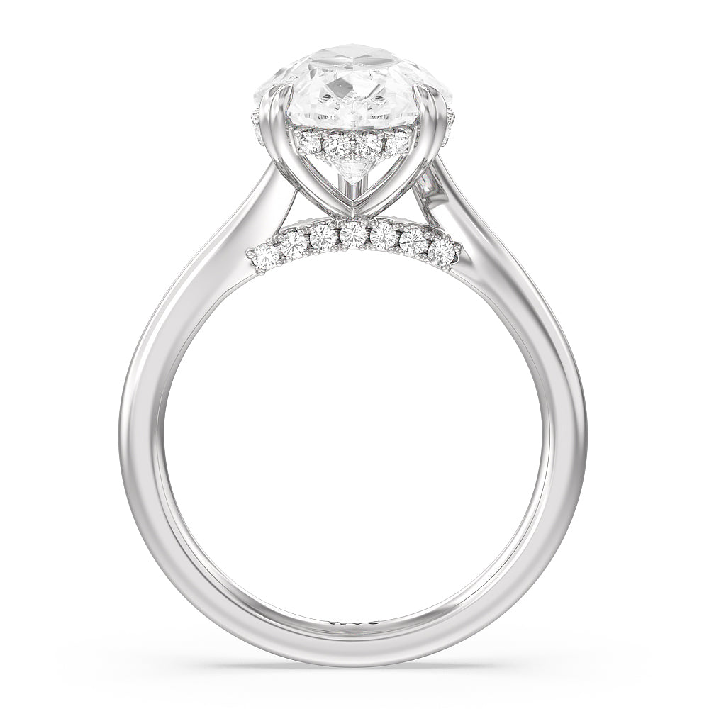 Pear Cut Elegance Bypass Hidden Halo Engagement Ring with Lab Grown Diamond in 14KT Platinum view 2
