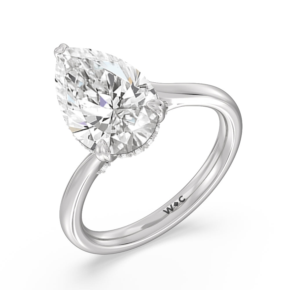 Pear Cut Elegance Bypass Hidden Halo Engagement Ring with Lab Grown Diamond in 14KT Platinum view 3
