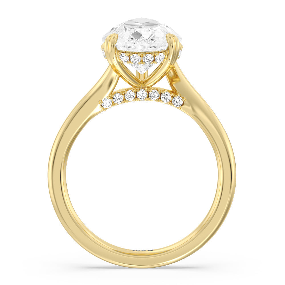Pear Cut Elegance Bypass Hidden Halo Engagement Ring with Lab Grown Diamond in 14KT Yellow Gold view 2
