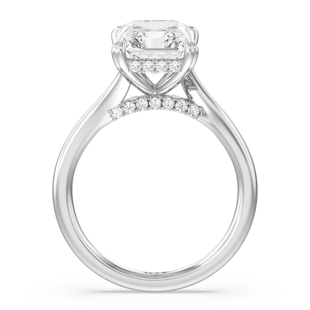 Radiant Cut Elegance Bypass Hidden Halo Engagement Ring with Lab Grown Diamond in 14KT Platinum view 2

