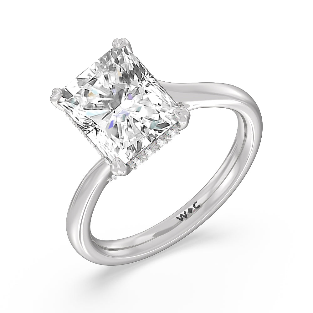 Radiant Cut Elegance Bypass Hidden Halo Engagement Ring with Lab Grown Diamond in 14KT Platinum view 3
