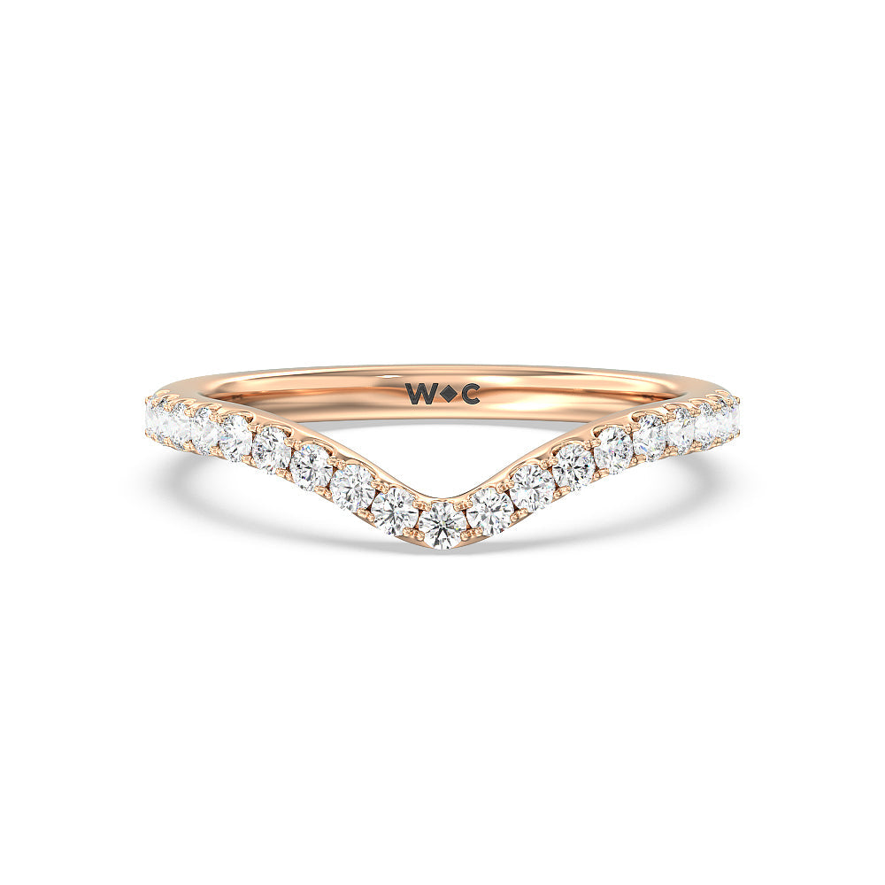 Elegance Hidden Halo Diamond Wedding Band with 18KT Rose Gold Cut Diamond in 14KT Rose Gold view 1

