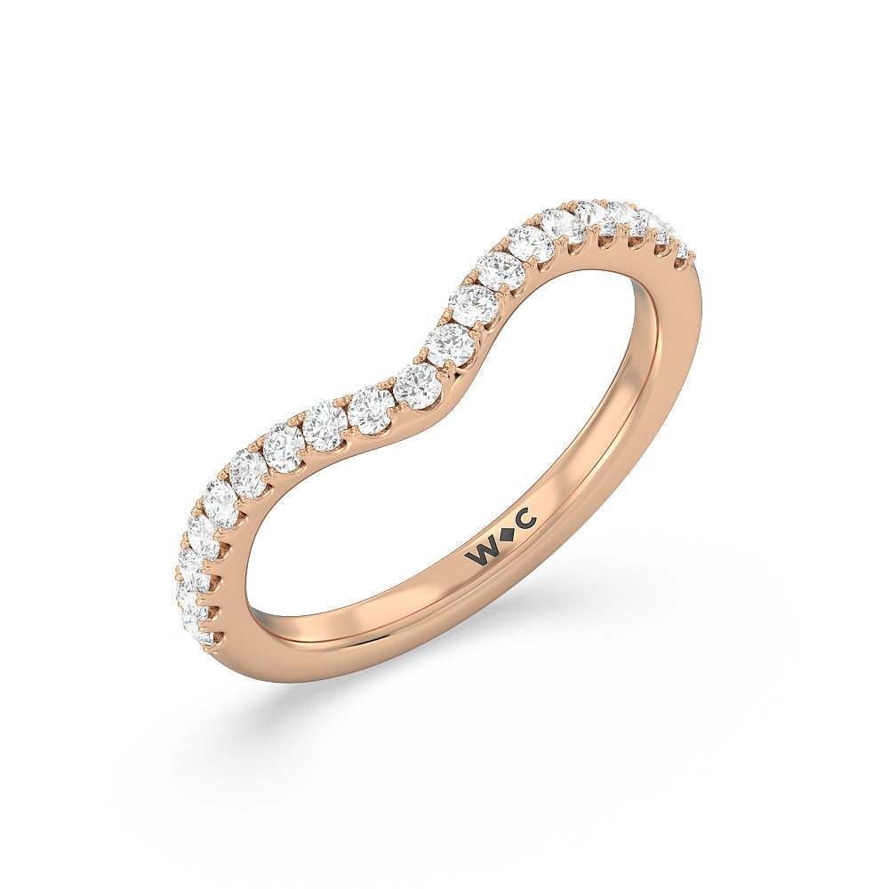 Elegance Hidden Halo Diamond Wedding Band with 18KT Rose Gold Cut Diamond in 14KT Rose Gold view 4
