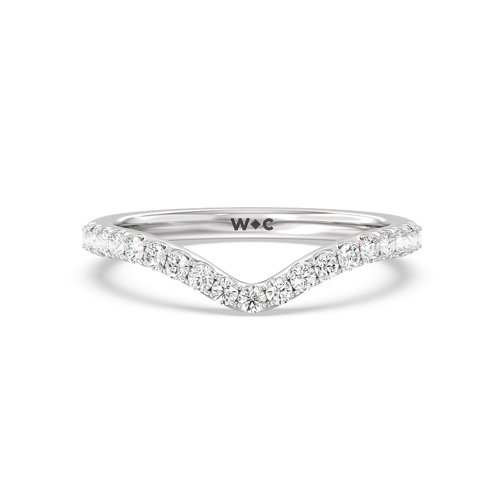 Elegance Hidden Halo Diamond Wedding Band with 18KT White Gold Cut Diamond in 14KT White Gold view 1
