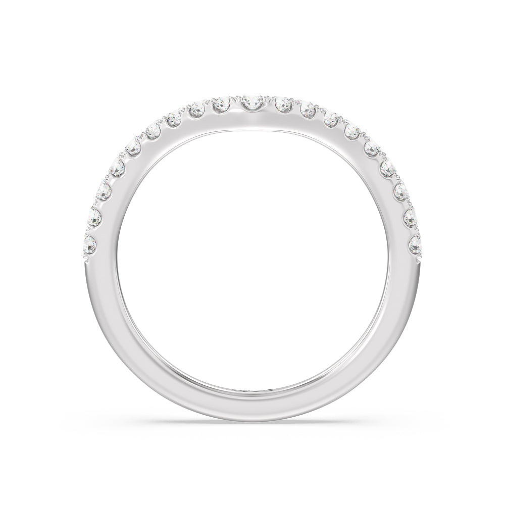 Elegance Hidden Halo Diamond Wedding Band with 18KT White Gold Cut Diamond in 14KT White Gold view 2
